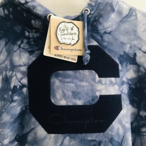 Blue Champion Tie Dye Reverse Weave Hoodie - Picture 3 of 6